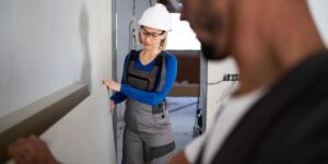 Professional garage door technicians on a service call in San Francisco